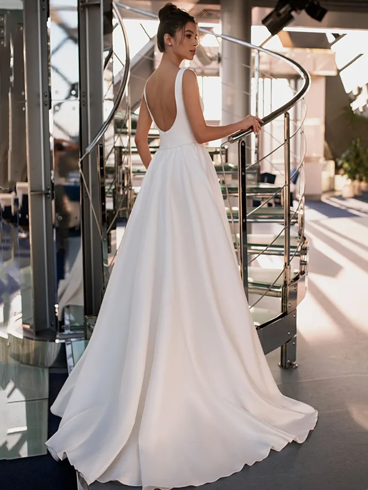 Square Neck A Line Wedding Dress: Backless Satin Gown... From Weddingteam,  $122.12 | DHgate.Com
