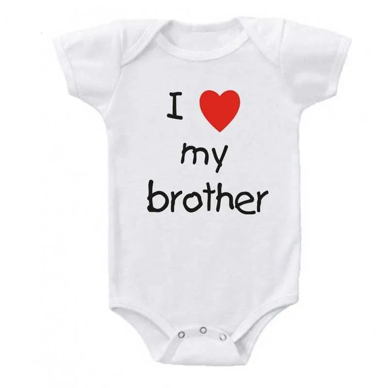 Famille correspondant tenues j'aime ma soeur frère bébé ensemble décontracté jumeaux garçons filles combinaisons manches courtes été bébé vêtements G220519