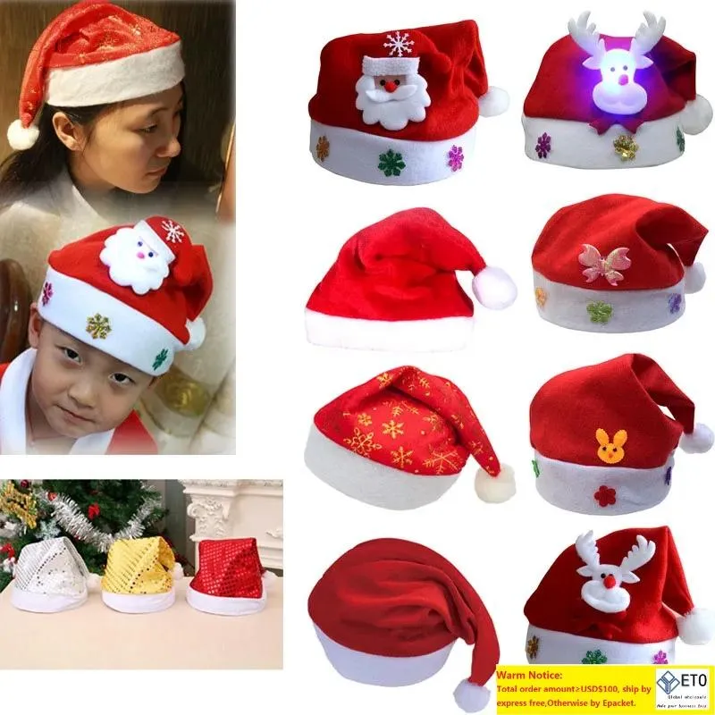 LED-Weihnachtsmütze, Weihnachtsdekoration, gewöhnliche leuchtende Cartoon-Weihnacht, Weihnachtsmann, Erwachsene und Kinder, Weihnachten