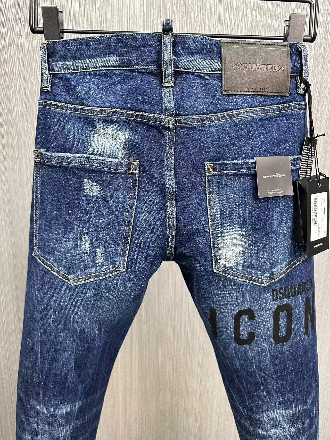 Nouveau cr ateur de mode marque Europe italien hommes Slim Jeans Zipper bleu trou crayon pantalon hommes Jeans 9885