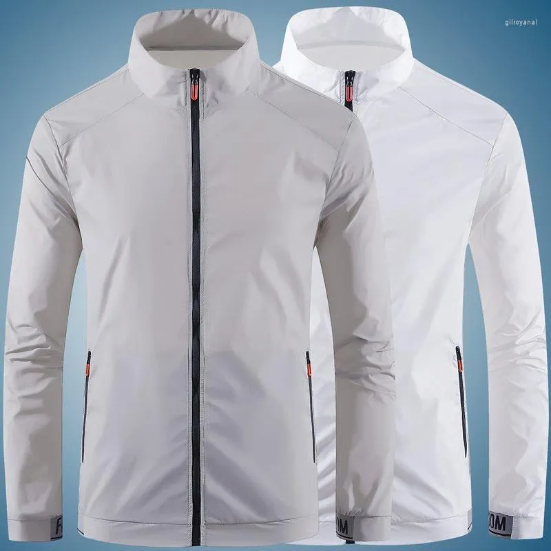 Men s Jackets Summer Men s Jacket Couple Thin Sun Protection Long Sleeve Stand Collar Zipper Outerwear Breathable Coat Lightweight