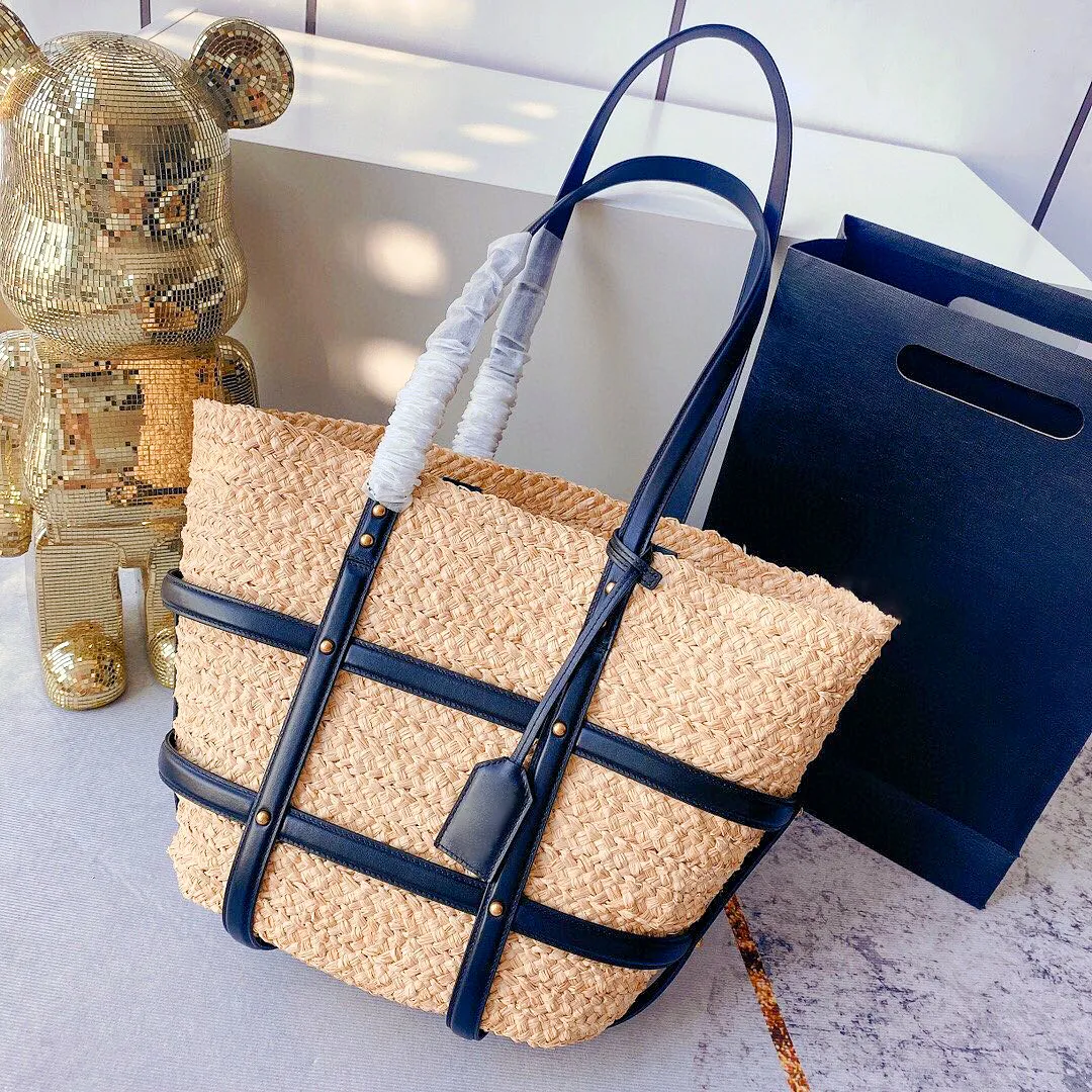 حقيبة يد فاخرة Rive Gauche Tote Basket Beach Bag Womens Mens Weave Clutch Shopper Bag Bag Linen Barge Fashion Travel Designer Gym Crossbody Bucter Counter Counter