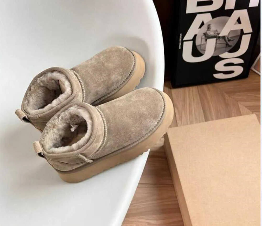 Ultra Mini Ug gs Bota Designer Mulher Plataforma Botas de Neve Austrália Pele Quente Sapatos Real Couro Castanha Tornozelo Botas Fofas para Mulheres Antílope cor marrom