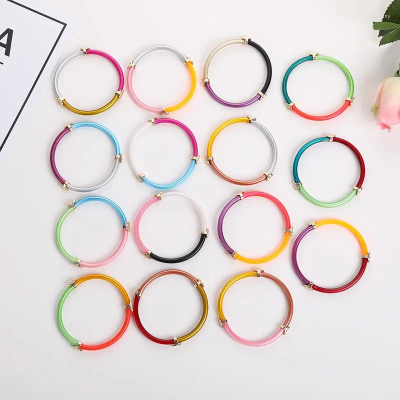 Bangle Shiny Color Splice Glitter Jelly Armband Bangles Plast Silicone Buddhist Luck Symbol Fine Charm Flexibel gåva för kvinnor