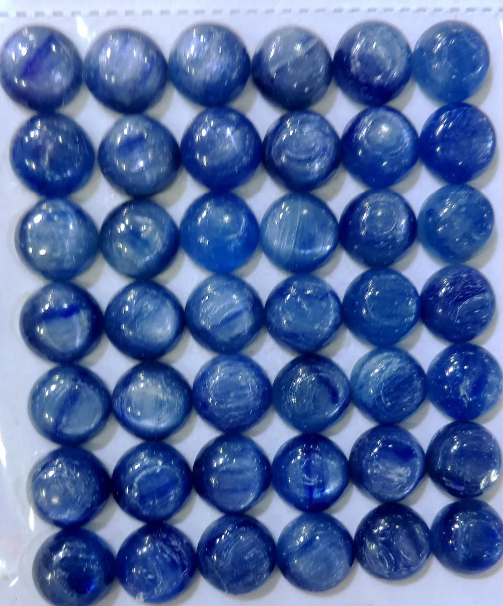 Crystal Natural Kyanite Gem Cabochon 8mm 10mm 12mm 14mm 16mm 20mmラウンドジェムストーンカボチョンジェエムジュエリーリングフェイス5pcs/lot