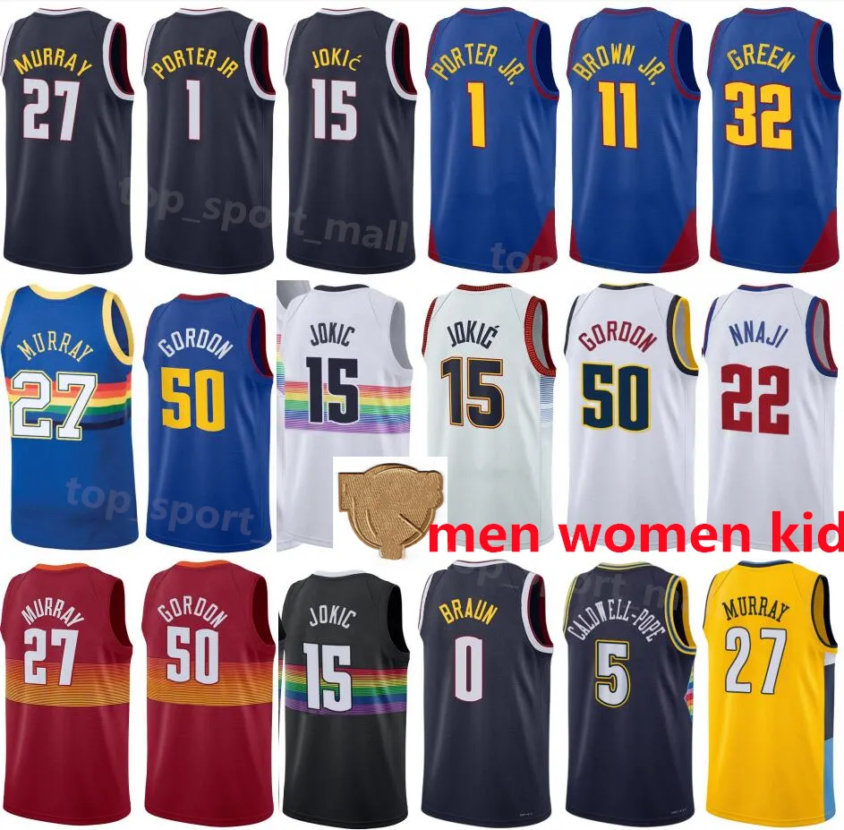 Printed Basketball Finals 27 Jamal Murray Jerseys 15 Nikola Jokic Michael Porter Jr Aaron Gordon Bruce Brown Kentavious Caldwell Pope Jeff Green Braun 1 358 DHgate