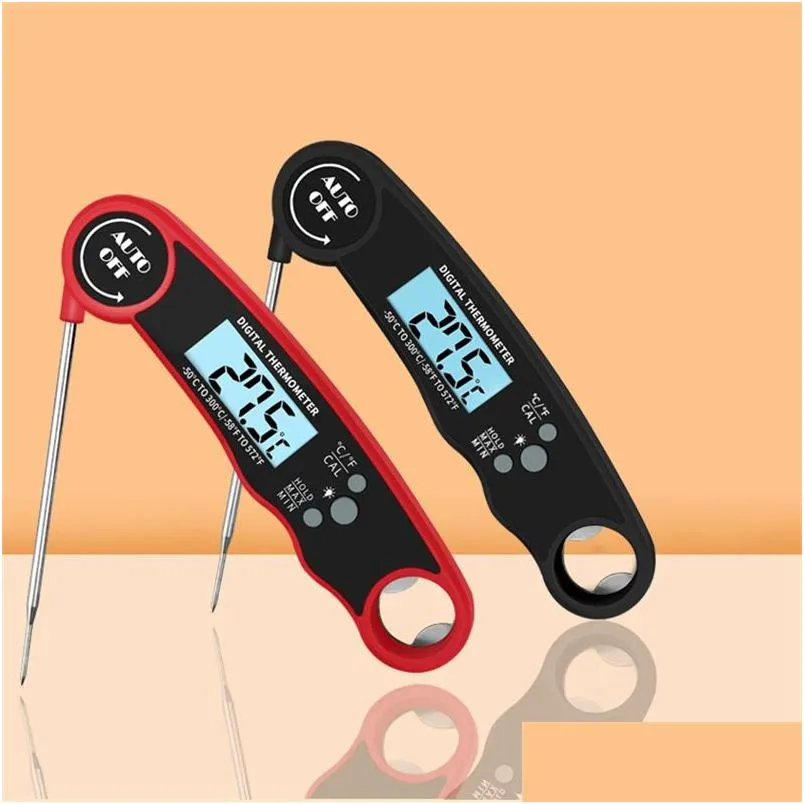 Thermometers digitale vlees thermometer voor koken snel nauwkeurig lees waterdicht voedsel met achtergrondverlichting en bieropener drop levering hom dhtbh