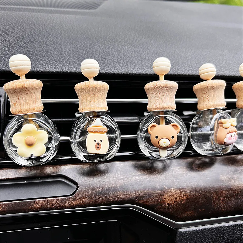 1PC Car Interior Decoration Air Outlet Car Aromatherapy Empties Bottle Cartoon Cute Perfume Bottle Doll