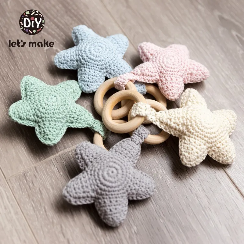 Rattles Mobiles Lets Make Baby Crochet Star Amigurumi Toys for Storller 012 månader barns dusch present 1 st 230518