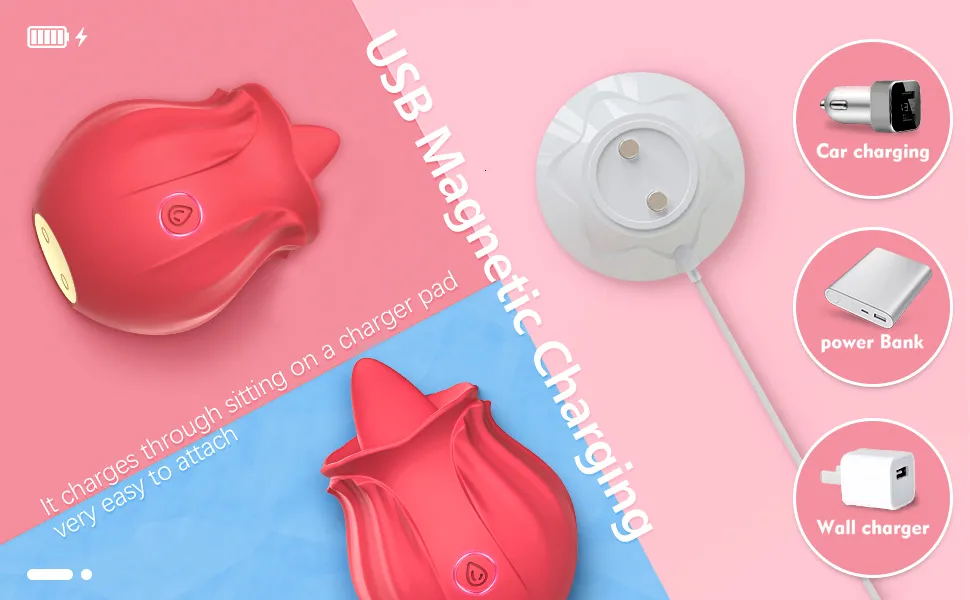 Rosenvibrator Mit Klitorissauger Und Zungenmasturbator_voghion.com