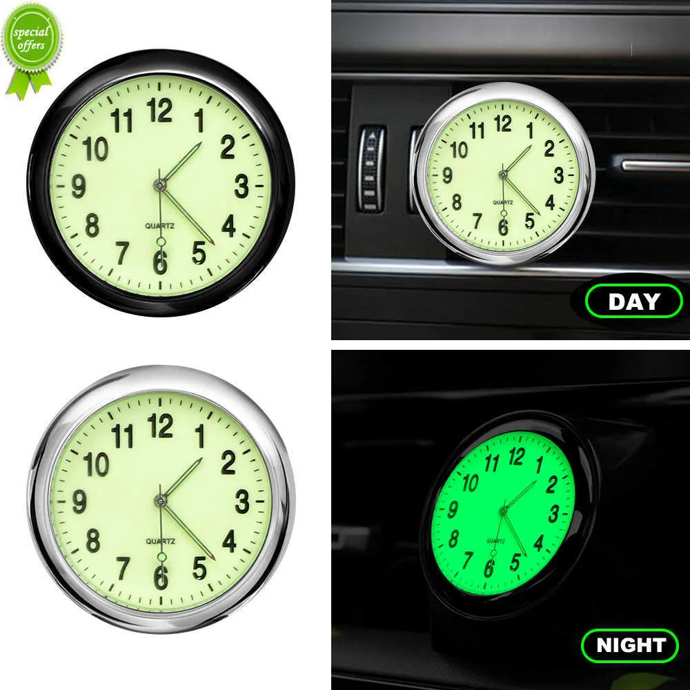 Nouveau nouveau Mini lumineux mode voiture horloge Automobiles interne Stick-On numérique montre mécanique Quartz horloges Auto ornement 40mm 43mm