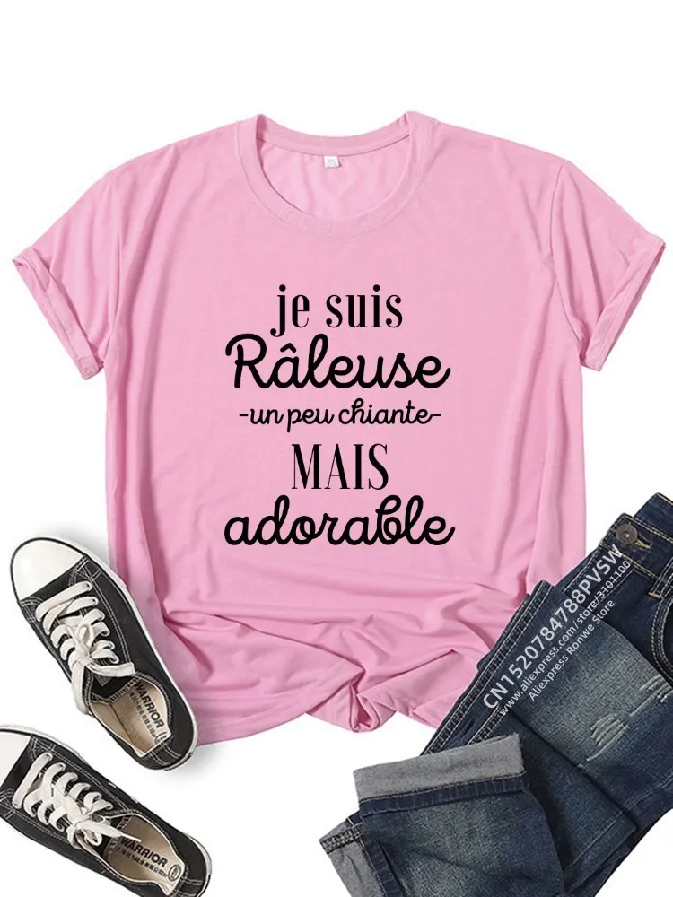 女性のTシャツフランス面白いレターグラフィック女性TシャツガールY2Kハラジュクブラックピンクレッドティートップ