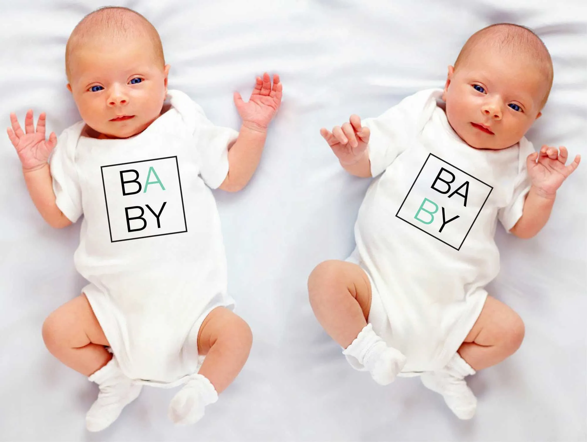 Funny twin baby clothes top
