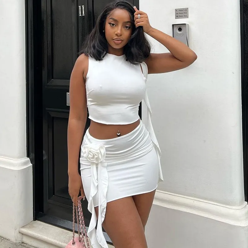 Bodycon crop top and skirt set top