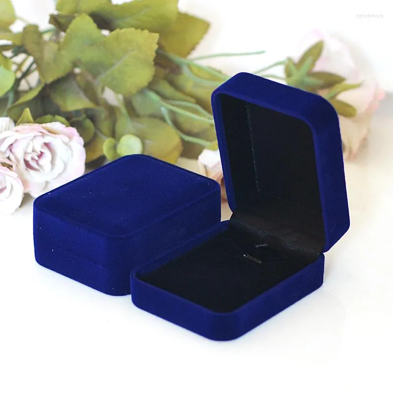 Torebki biżuterii 7,8x6x3.1 cm prostokątne aksamitne pudełko niebieskie kolczyki pierścień naszyjnik