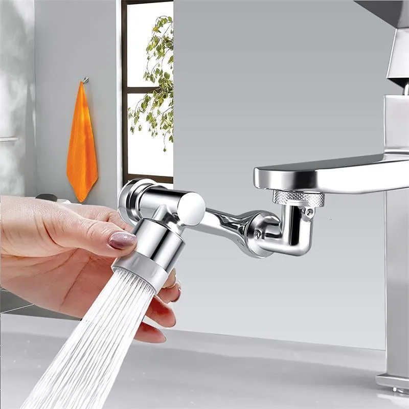 الحنفيات الأخرى الاستحمام accs Universal 1080 ° Rotatable Faucet Aerator Extender Plastic Splash Filter Faucets Bubbler Arm Robotic Arm for Kitchen Bathroom 230518