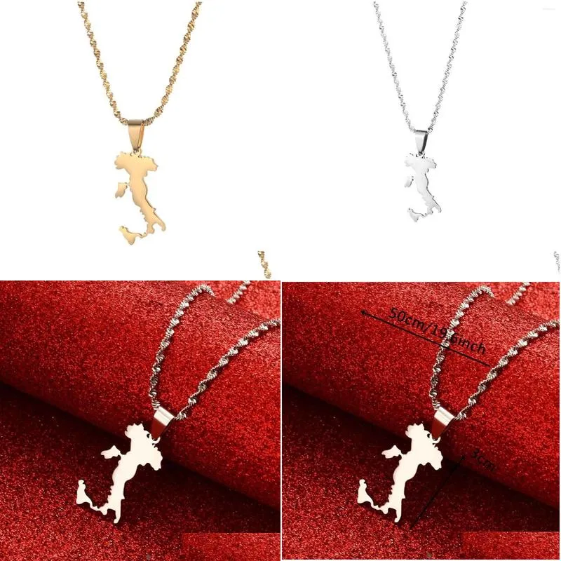 Pendentif Colliers Italie Carte Sier Couleur Or Italia Cartes Bijoux Drop Delivery Pendentifs Dhrqb