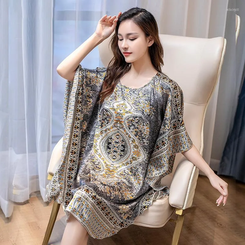 Ropa de dormir para Mujer bata china de seda de verano para Mujer bata de ba o de imitaci n Yukata camis n Nuisette Pijama Mujer talla nica