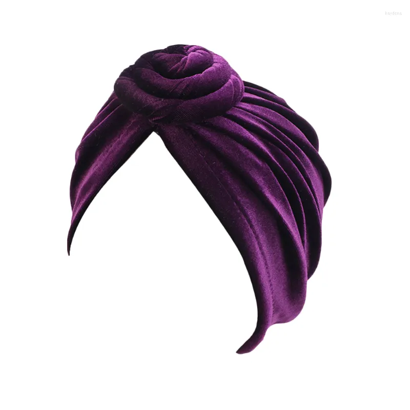 Bérets Élégant Swirl Bonnet Bohème Chapeau Style National Turban Violet