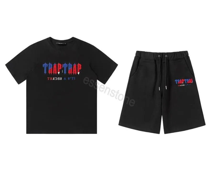 Tuta Trapstar T-shirt da uomo camicie firmate stampa lettera lusso bianco e nero grigio arcobaleno colore estate sport moda cotone uomo trapstar corto US S-2XL