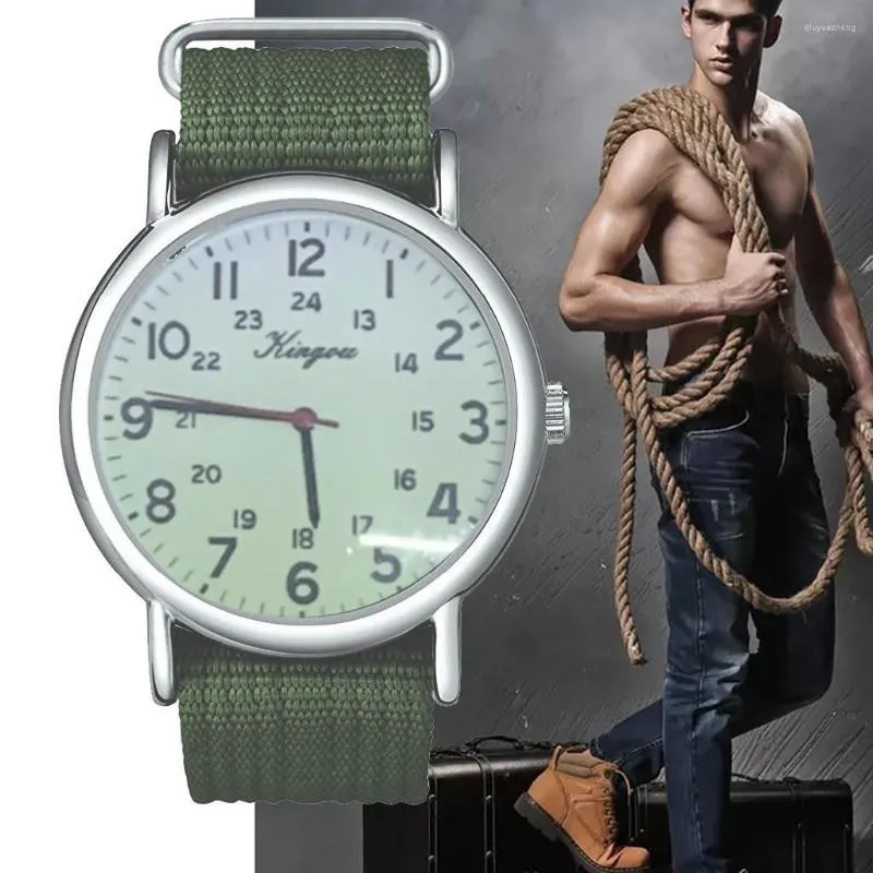 Wristwatches Stylish Cool All Arabic Numerals And 24 Hour Military Time Nylon Belt Watch Elegant Classic Wrist Watches For Men Saat Erkek