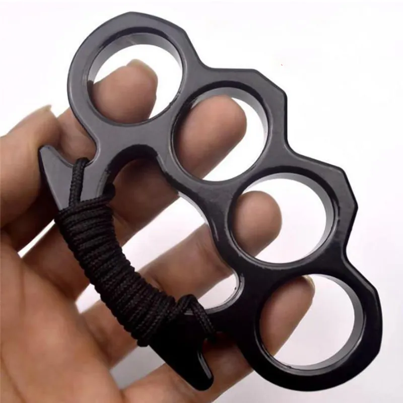 Kalınlaştırılmış Metal Pirinç Knuckle Finger Tiger Savunma Dört Parçalı Boks Yüzüğü Dış Mekan Fitness Savaş El Toka Boks Kırık Pencere Koruyucu Dişil