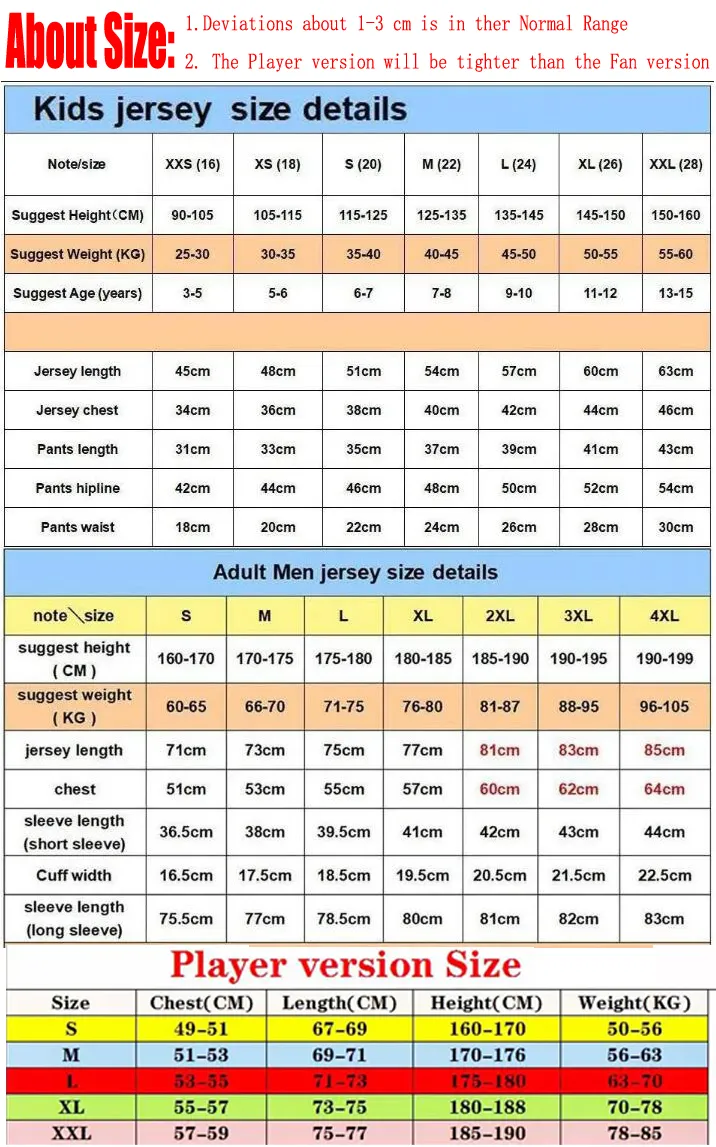Dhgate football jersey sizing best sale