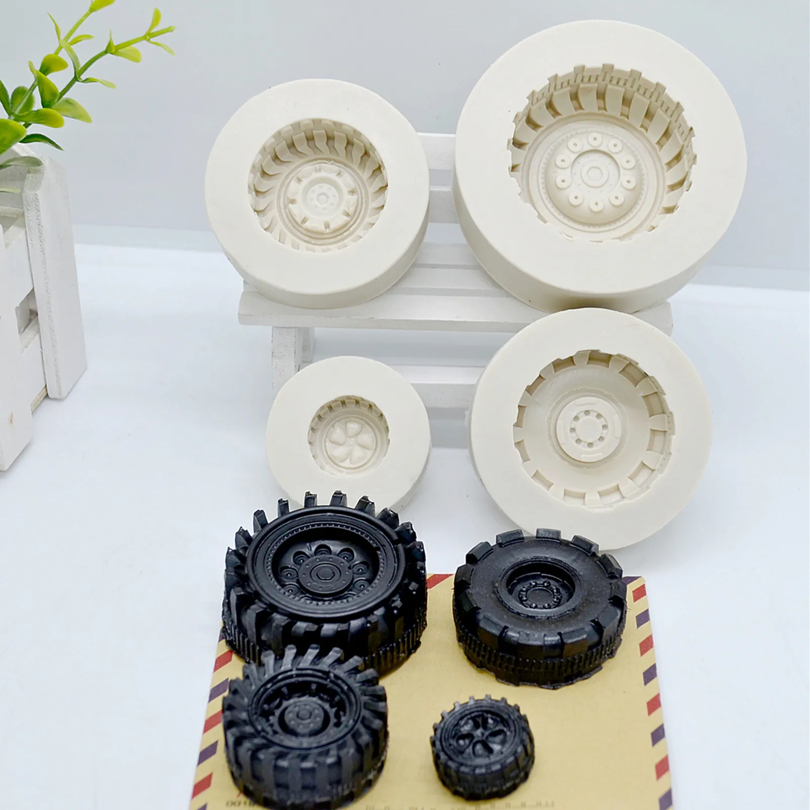Ferramentas de bolo 4 pcset pneus roda silicone fondant moldes de chocolate biscoitos molde bakeware cozinha acessórios de decoração 230518