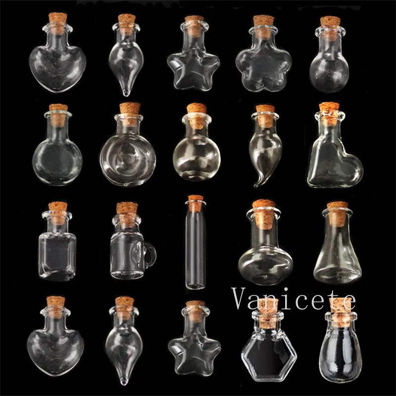 Multi Styles Mini pingentes de garrafa de desvio transparente desejando garrafas de garrafa de pingente de vidro de mamãe de mamadeira de garrafa de vidro de madeira T9I002313