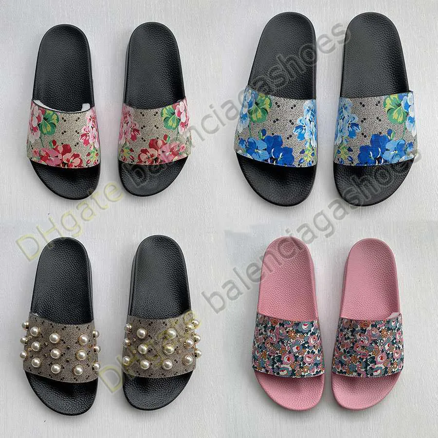 2023 Platform Designer pantofola Rubber Slides Sandal G Floral brocade Fashion Mens slide Gear bottoms Infradito a righe Womens Designer Mocassini Sandali