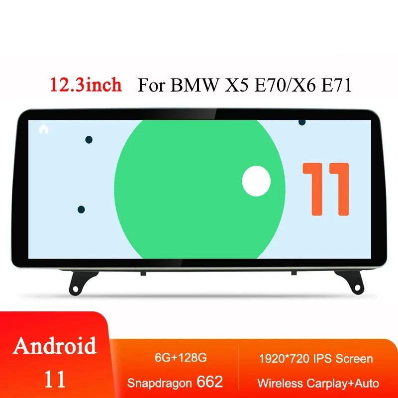 12.3inch Car Android Radio Carplay For BMW X5 X6 E70 E71 E72 Car Audio Player Multimedia Screen Navigation GPS Head Unit
