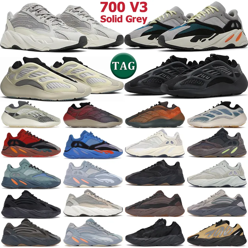 Designer 700 V3 Sneakers V2 Running Shoes Män Kvinnor Solid Gray Azael Alvah Fade Salt Carbon Analog Hi-Res Red Blue Static Vanta Inertia Mens Trainers Outdoor Runners