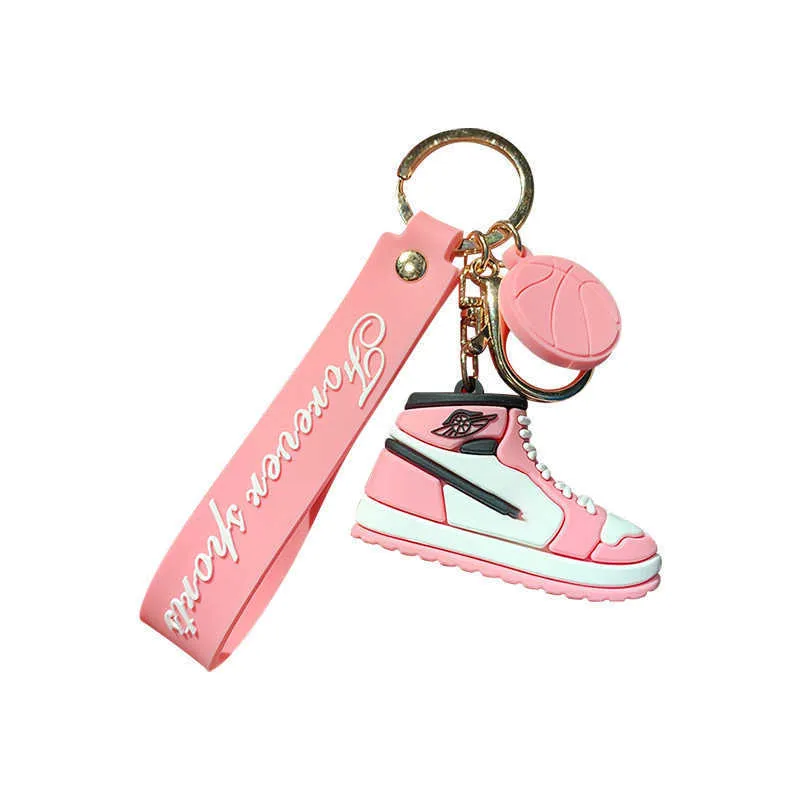 Creative New Mini Basketball Shoes Stereoskopisk modell Keychains Sneakers Entusiast Souvenirs Keyring Car Ryggsäck Present G220421