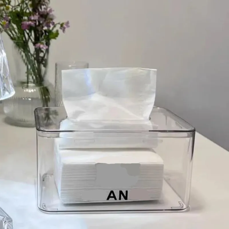 Transparent vävnadslåda skrivbord förvaringslåda hushåll sovsal vardagsrum sovrum badrum papperslådor bordsdekoration