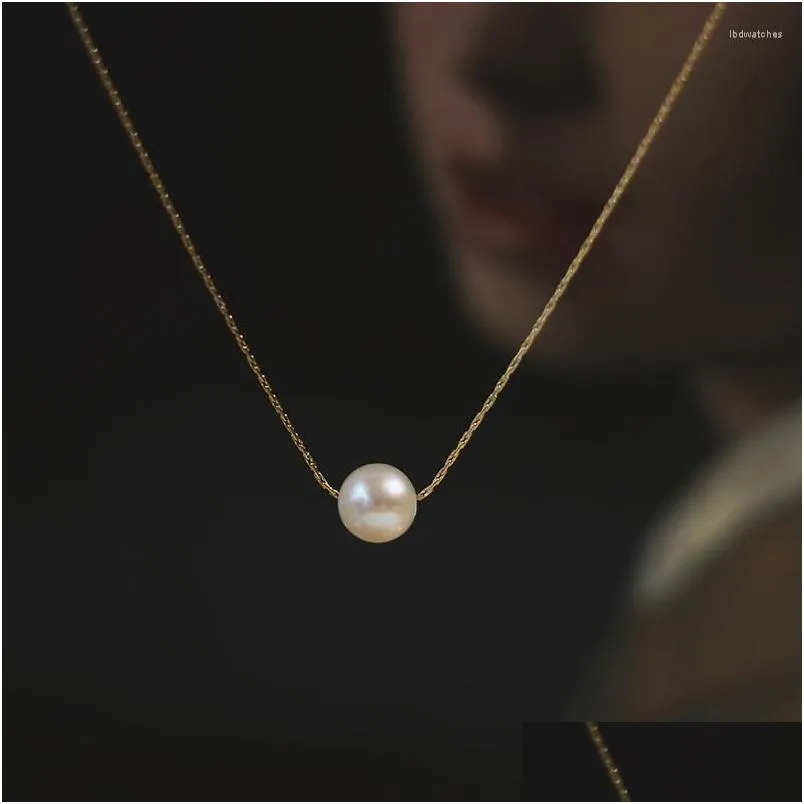 Pendant Necklaces Stainless Steel A Pearl Pendants Design Chain Short Gold Color On The Neck For Necklace Women Aesthetic Jewellery Dhzt8