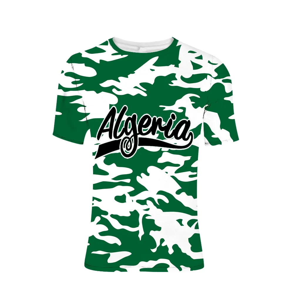 ALGERIEN T-Shirt mit individuellem Namen, Nummer, Fitnessstudios, Algerien, Häfen, DZA, Länder-T-Shirt, arabische Nationalflagge, männlicher Aufdruck, Text DZ po, Kleidung287G