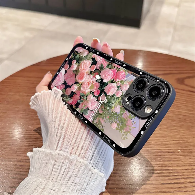For IPhone 15Case Floral With Screen Protector, Clear Slim Soft Protective Shockproof Phone Cover Cute Stylish Durable Tpu Phone Case Women Girls Flower Patter - View #6