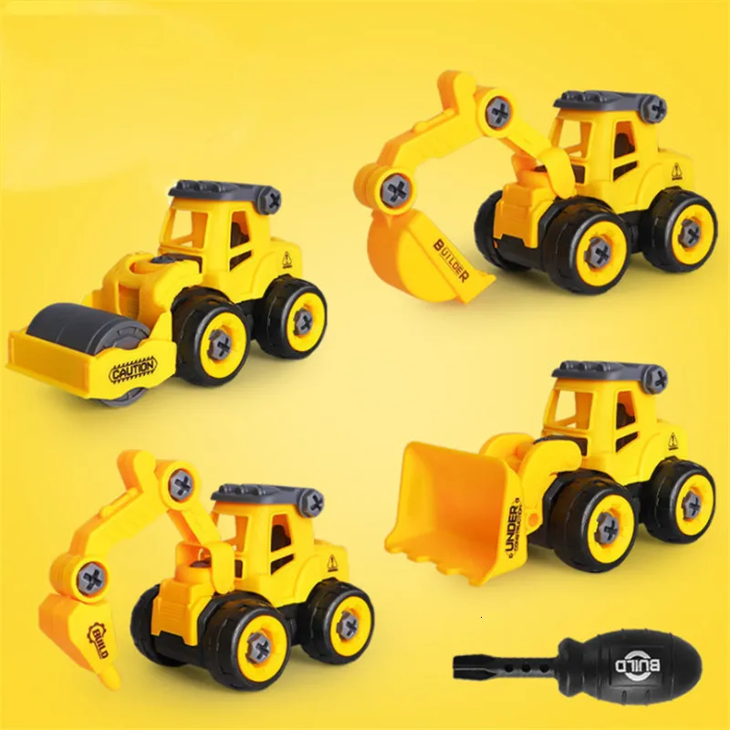 Diecast Model 8 Style Engineering Vehicle Toys Plastic Construction Excavator Tractor Dump Truck Bulldozer Models Kids Boys Mini Gifts 230518