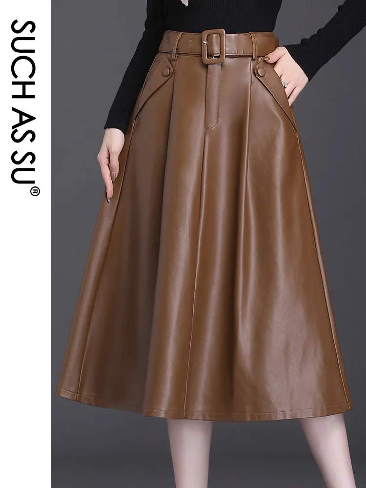 Leather Pleated High Waist Skirts With Pockets Autumn 2024 Collection Available From Hu01 64.83 DHgate.Com