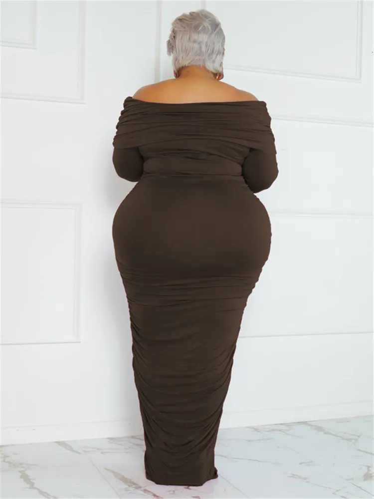 Wmstar Plus Size Off Shoulder Maxi Dress With Long Sleeves And Draped  Bodycon Design Stretchy And Elegant Wholesale Drop From Cong02, $20.66 |  DHgate.Com