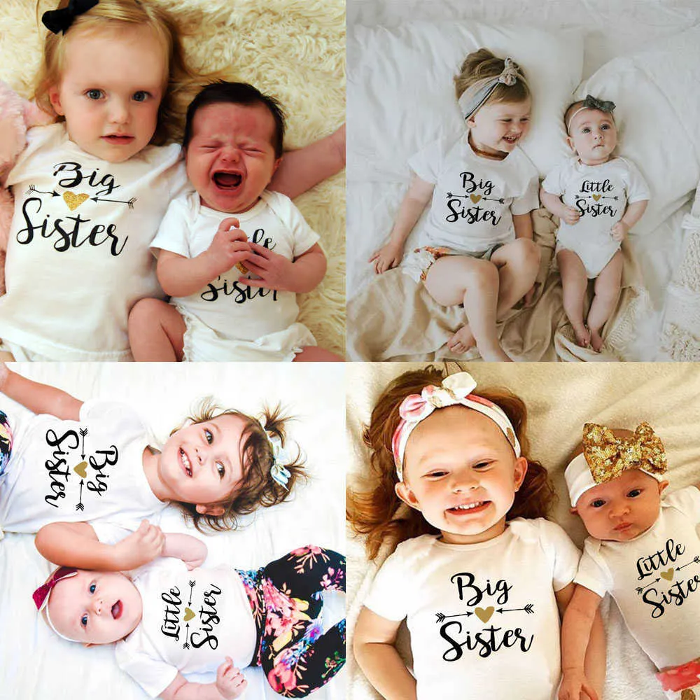 Family Outfits Big Sister Grey Pant Matching Shirt For Girls And