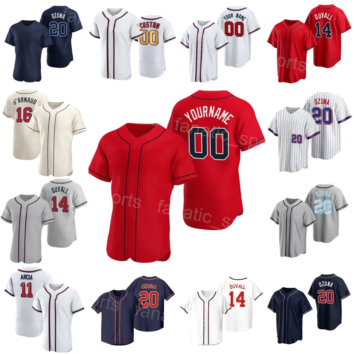 Béisbol 11 Orlando Arcia Jersey 14 Sam Hilliard 17 Kevin Pillar 16 Travis dArnaud 18 Vaughn Grissom 20 Marcell Ozuna Flexbase Rojo Blanco Azul marino Gris Hombres Niños Mujeres Y-S