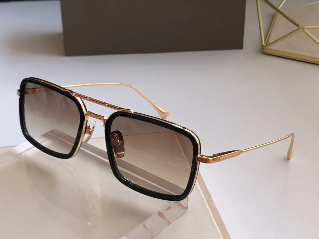 Gold Metall Braun Schattierte Quadratische Sonnenbrille Männer Sommer Mode Gläser gafas de sol Designer Shades Occhiali da sole UV400 BrillenVW6U