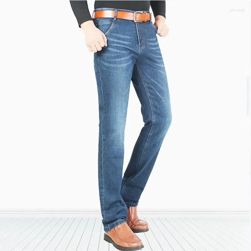 Jeans pour hommes 120 cm Allonger Hommes Été Mince Élastique Juste Pour Grand 190 cm-200 cm 180 cm-210 cm Hommes Droit Extra Long Denim Pantalon