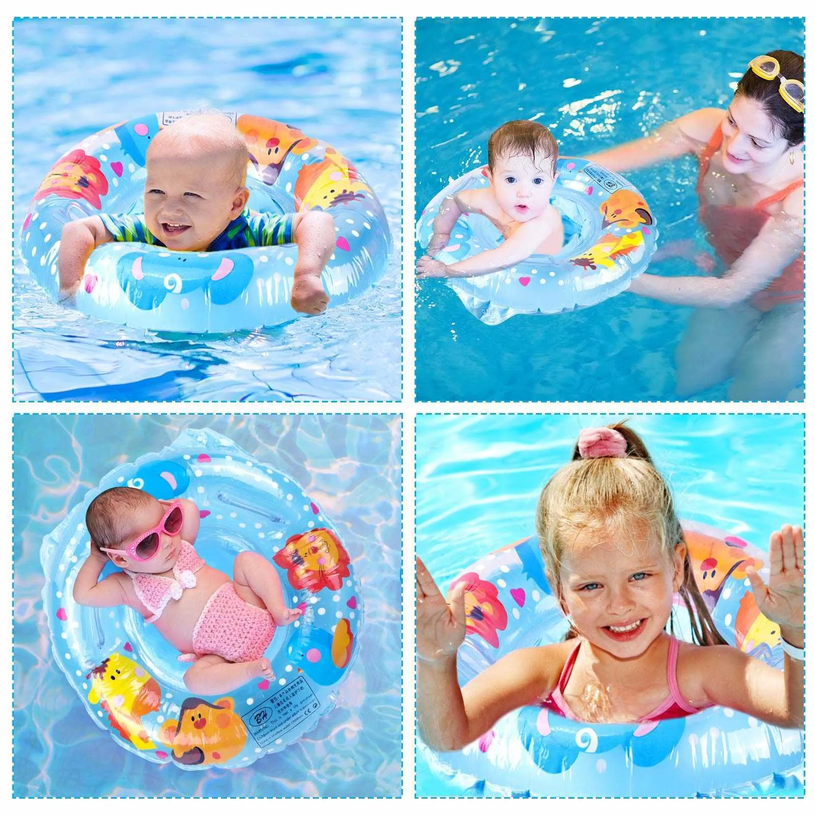Tubos de flutuadores infláveis, assento de bebê fofo flutuando com anel de alça dupla adequado para a piscina de criança banheira p230519 bom legal