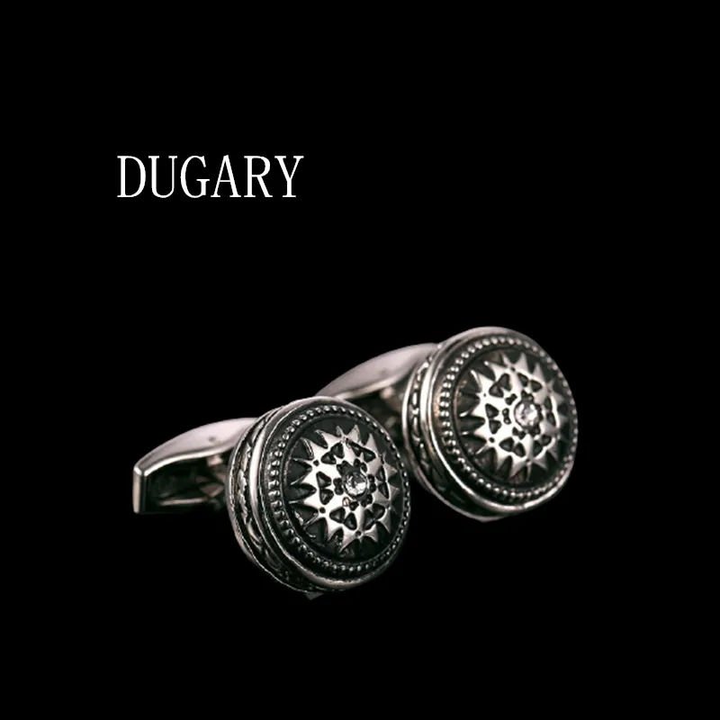 DUGARY Luxus-Hemdmanschettenknöpfe für Herren, Markenmanschettenknöpfe, Manschettenknöpfe, hochwertige runde Metall-Abotoaduras, Schmuck gemelos