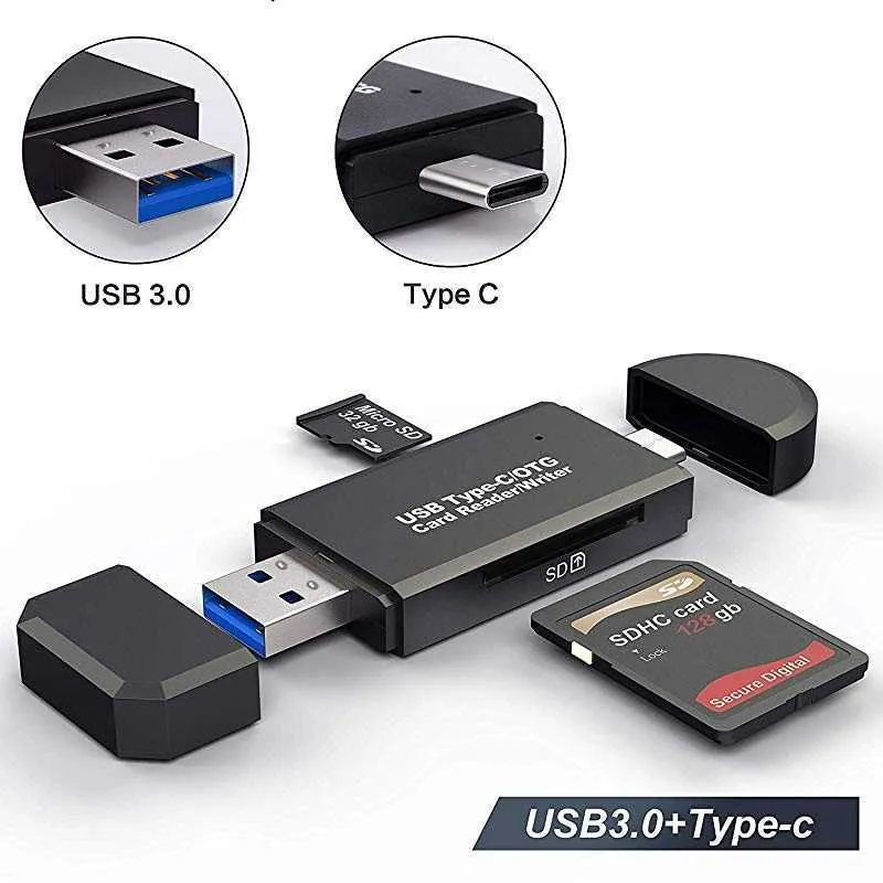 OTGマイクロSDカードリーダーUSB 3.0カードリーダー2.0 USBマイクロSDアダプターフラッシュドライブスマートメモリカードリーダータイプCカードリーダー