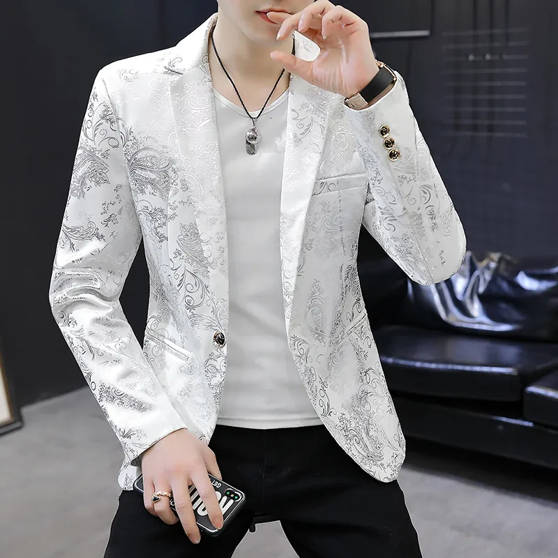 Men's Suits Blazers Men's Blazer Selling Floral Print Fashion Business Casual Coat Men's Slim Suit Jacket Large Size Banquet Wedding Party Dress 230519