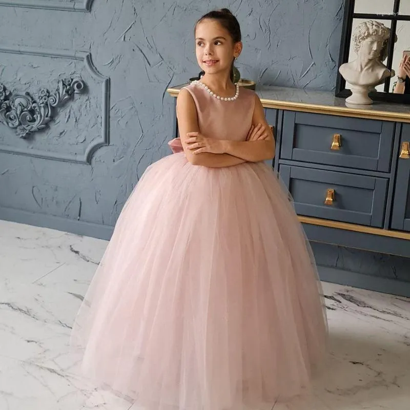 Pearl pink flower girl dress discount