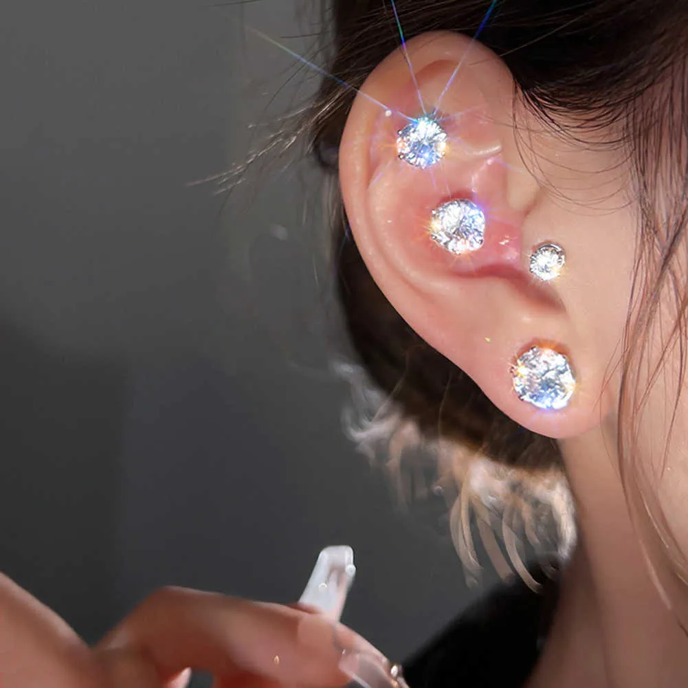 Piercing Magnetic Earrings Women's Pairs Crystal Strong